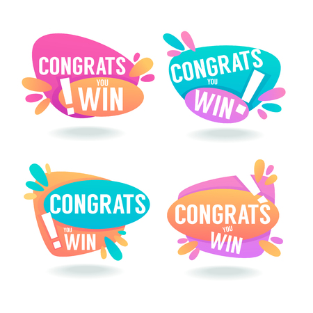 Congrats, You Win, Vector Congratulation Banners and Bubblesのイラスト素材