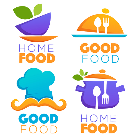 funny and glossy food and cooking logo, emblems and symbolsのイラスト素材