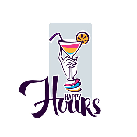 take  your summer drink and enjoy our happy hour! vector commercial backgroundのイラスト素材