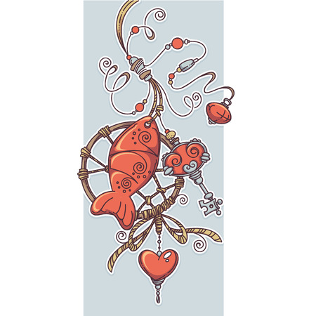 Boho chic amulet, hand drawn vector composition for your printのイラスト素材