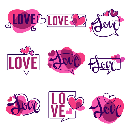 Collection of hearts and love, emblems, labels and formsのイラスト素材