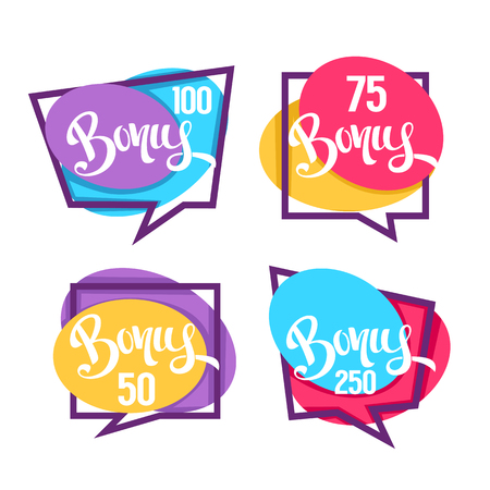 Bonus, Congratulation Bright Bubbles Collection With Lettering Compositionのイラスト素材