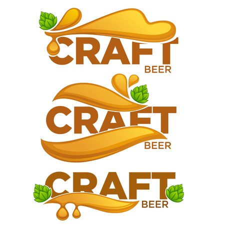 vector collection of bright and shine logo, stickers, emblems and banners for craft beerのイラスト素材