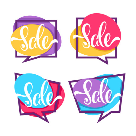Sale, vector collection of bright discount bubble tags, banners, frames and stickersのイラスト素材