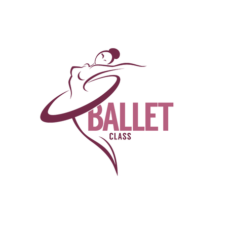 silhouette of beauty ballet dancer, vector logo templateのイラスト素材