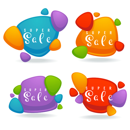 super sale, vector collection ofshine, glossy and bright discount bubble tags, banners and stickers
のイラスト素材