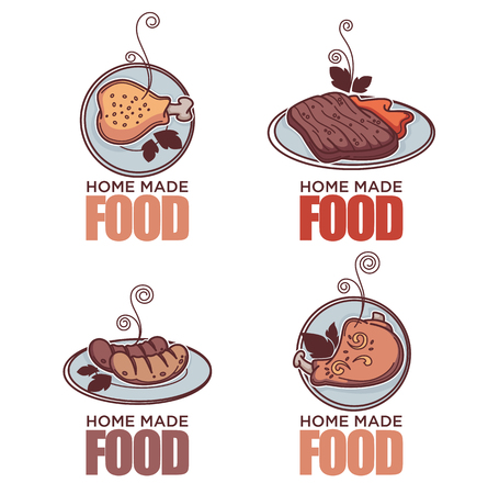 Home made food template design collectionのイラスト素材