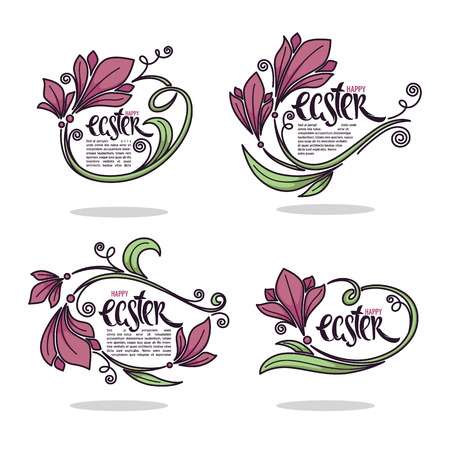 Happy Easter greeting floral template designのイラスト素材