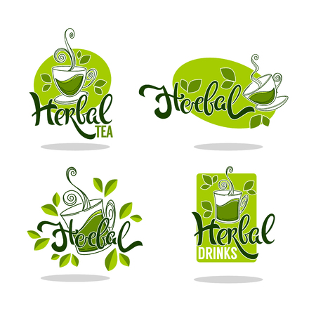 Green and herbal tea template collectionのイラスト素材