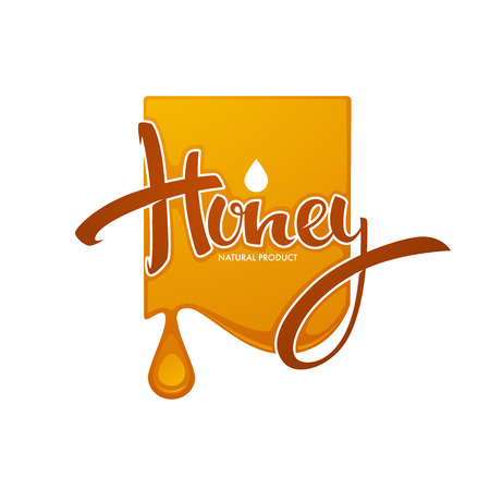 Natural Honey symbol with hand drawn letteringのイラスト素材