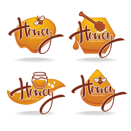 Natural Honey emblem collectionのイラスト素材