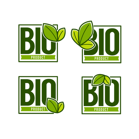 Bio Product organic leaves emblemsのイラスト素材