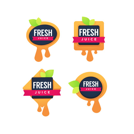 Collection of fresh fruit juice stickerのイラスト素材