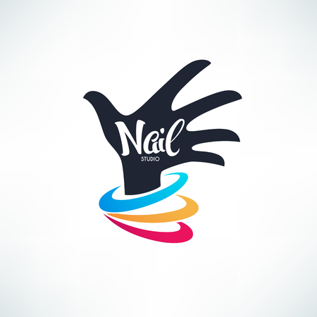 Badge or Sign template for your Nail Studio and manicure salon with lettering compositionのイラスト素材