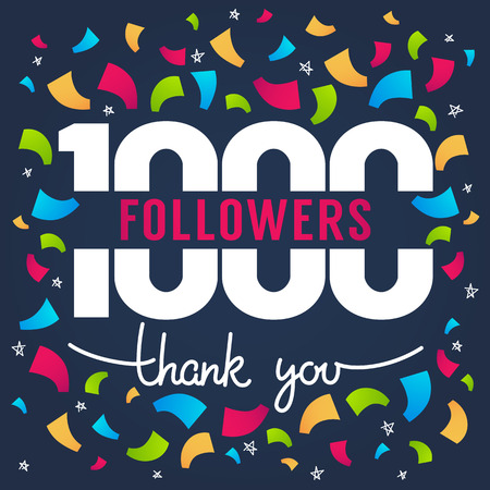 1000 followers, thank you banner vector illustrationのイラスト素材