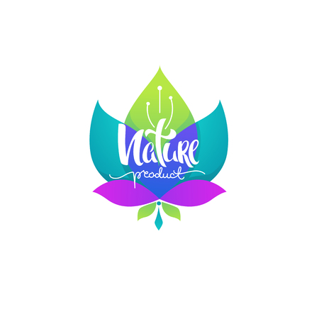 Nature Product, simple flowers looks like a mandala emblems  and logo with lettering compositionのイラスト素材