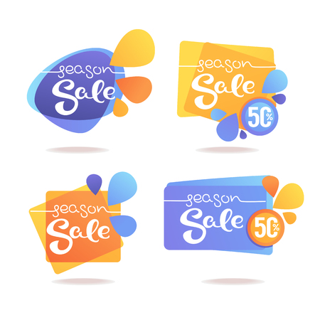 Season Sale stickers collection, isolated on white backgroundのイラスト素材