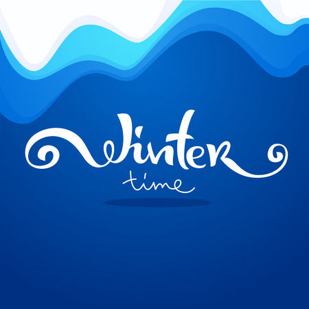 Winter time, vector abstract bckground with lettering compositionのイラスト素材