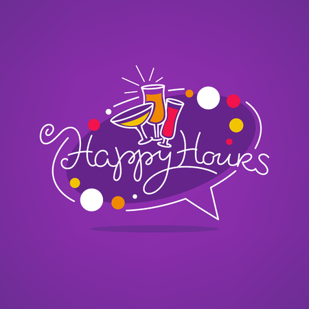 take  your summer drink and enjoy our happy hourのイラスト素材