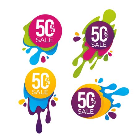 super sale, vector collection of bright discount bubble tags, banners and stickers
のイラスト素材