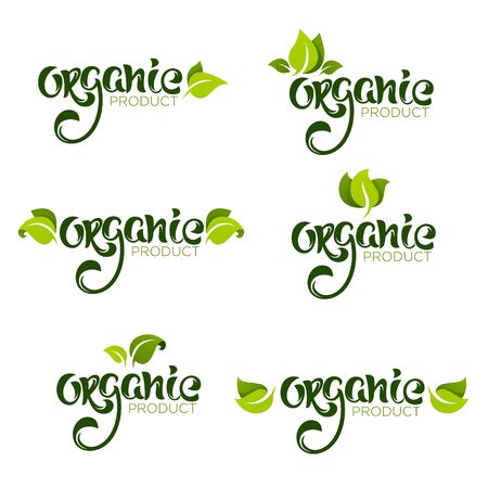organic product, , natural and vegan lettering for your organic food and menu logoのイラスト素材