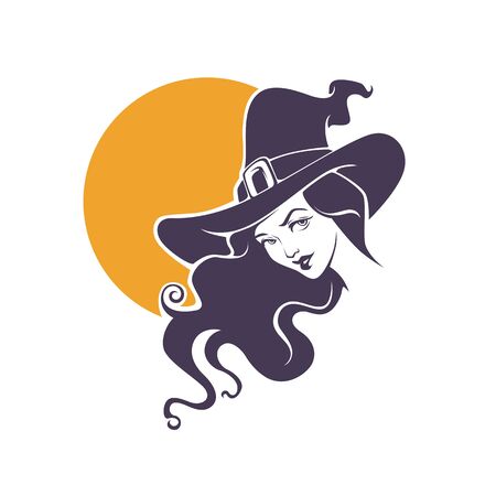 young happy and attractive witch portrait for your Halloween label.のイラスト素材