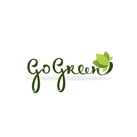 Go Green, healthy and organic lettering compositionのイラスト素材