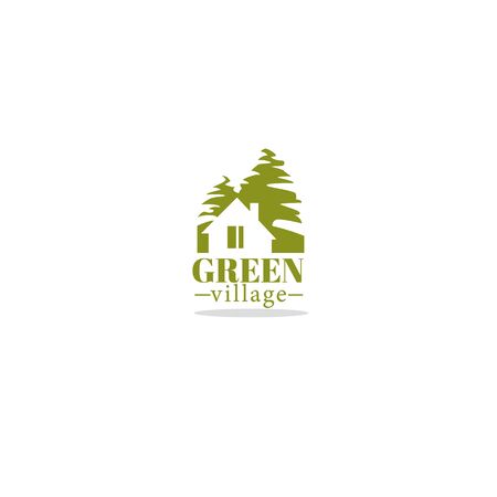 Green Village, vector logo, label , sticker  for your property agency template designのイラスト素材