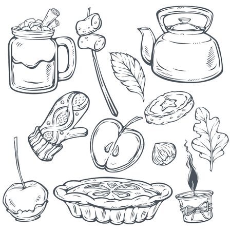 Autumn and Winter mood vector objects collectionのイラスト素材