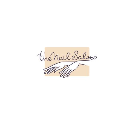 doodle vector logo template for your Nail Studio and manicure salon with line art  lettering compositionのイラスト素材