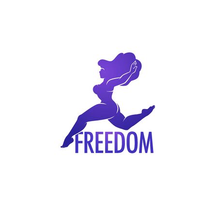Freedom or I love my Body, body positive illustration with beautiful woman silhouetteのイラスト素材