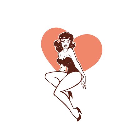 Ilustración de vector image of attractive pinup girl - Imagen libre de derechos