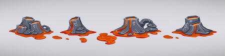 cartoon vector volcano collection for your mobile gameのイラスト素材