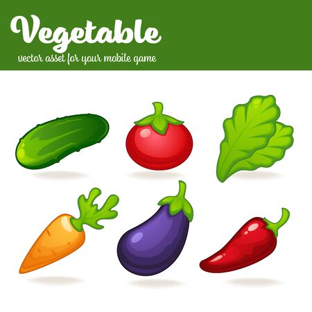 cartoon vegetables, mobile  game assetのイラスト素材