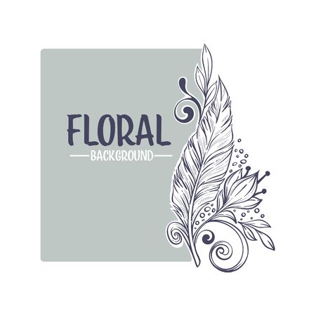 decorative floral boho card  hand drawn sketchのイラスト素材