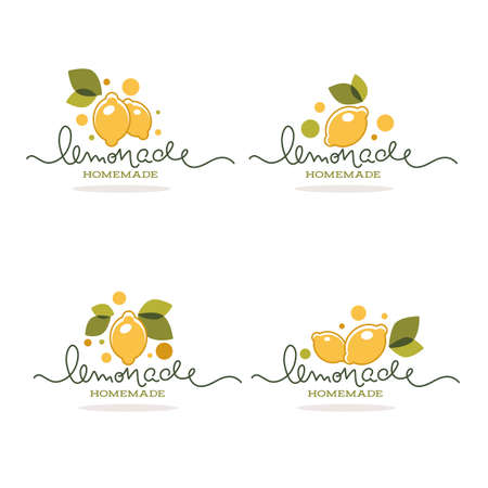 homemade lemonade, vector doodle  logo, label, emblem for your summer drink menuのイラスト素材