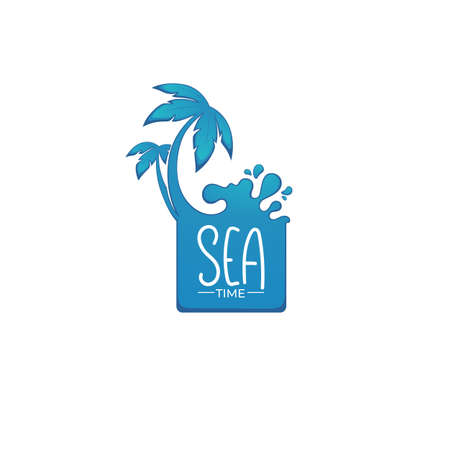 sea time, vector summer vacational  label, emblem, tag, logoのイラスト素材