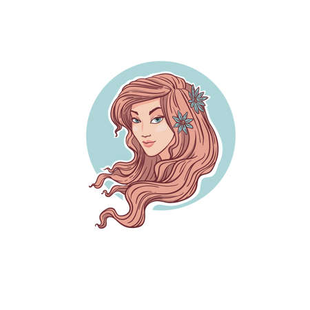 portrait of beautiful nature girl for your labelのイラスト素材