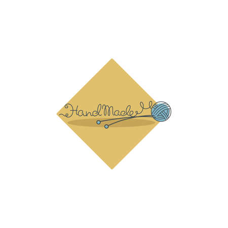 Handmade knitting, hand-drawn doodle labelのイラスト素材