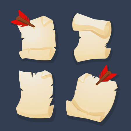 parchment collection cartoon style for your mobile game or app designのイラスト素材
