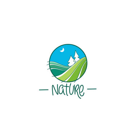 Outdoor Adventure, Rural forest landscape for your logo, label, emblem with lettering compositionのイラスト素材