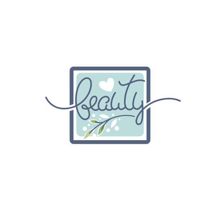 emblem frame and icon with beauty studio lettering compositionのイラスト素材
