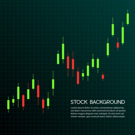Candlestick patterns background. Stock trends or Candlesticks are created by up and down movements in the price and show in the 2D minimal graphic background.のイラスト素材