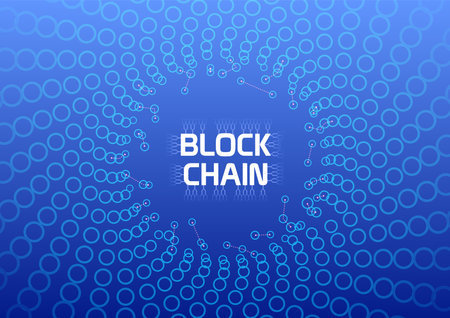 Blockchain abstract conceptual background. A digital circular shape ledger of transactions that is duplicated and distributed across the entire network on the blockchainのイラスト素材