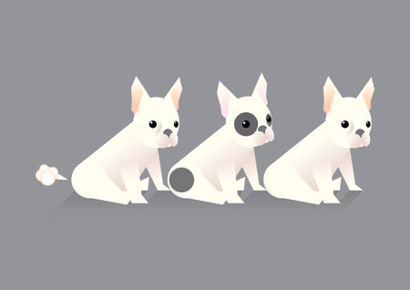 Cute French Bulldog Fart Vector Minimal style in a collection. Minimalistic vector design featuring a cute French Bulldog playfully farting, part of a collection capturing charmingのイラスト素材