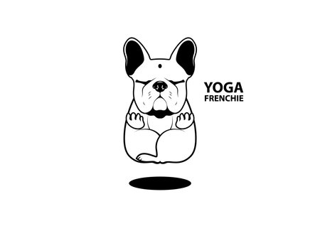 Cute Yoga French Bulldog. Peaceful meditation posture in Frenchie style. Let's go to the gym and act like a Frenchie yoga style.のイラスト素材