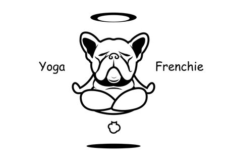 Yoga Fart and Fly Frenchie The Bulldog. The French bulldog yoga professor shows off his force of nature and then he can fly with his fart!のイラスト素材