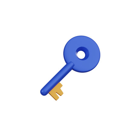 Elevate your projects with a 3D-rendered minimal blue key icon, symbolizing access and security. Add a sleek and versatile touch to your designs. Ideal for web, presentations, and more.の写真素材