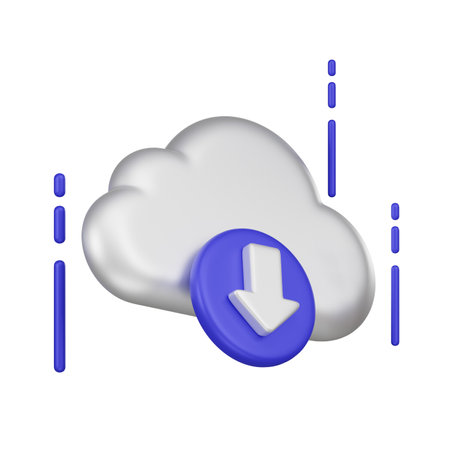Transform your projects with a 3D-rendered Cloud Download icon. Capture the essence of swift data retrieval for web, presentations, and modern tech designs. Upgrade your visual language.の写真素材