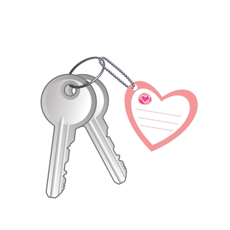 Keys with label on white backgroundのイラスト素材